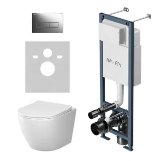 Комплект унитаза с инсталляцией AM.PM Like IS110351.801900  с сиденьем Микролифт и клавишей смыва хром